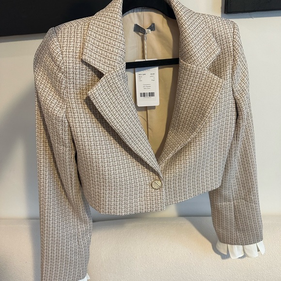 Cropped Tweed Blazer with Blouse Sleeves - Picture 7 of 10